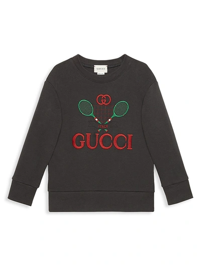Shop Gucci Little Boy's & Boy's Tennis Sweatshirt In Dusty Dark Grey