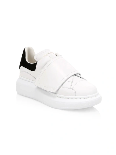 Shop Alexander Mcqueen Kid's Oversized Two-tone Leather Sneakers In White Black