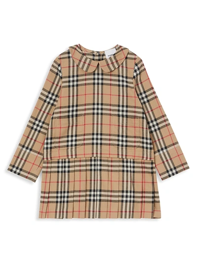 Shop Burberry Little Girl's & Girl's Kg2 Melanie Check Dress In Archive Beige