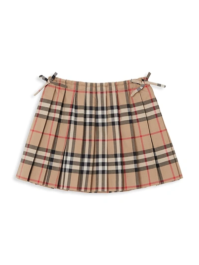 Shop Burberry Baby's & Little Girl's Pleated Plaid Mini Skirt In Archive Beige