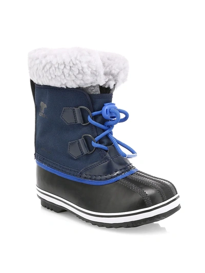 Shop Sorel Kid's Yoot Pac Waterproof Faux Shearling-trim Boots In Blue
