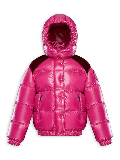 Shop Moncler Little Girl's & Girl's Chouette Lacquered Puffer Jacket In Pink