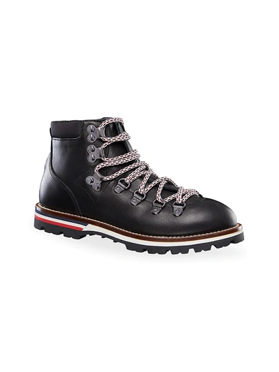 Shop Moncler Little Kid's & Kid's Petit Peak Leather Hiking Boots In Black