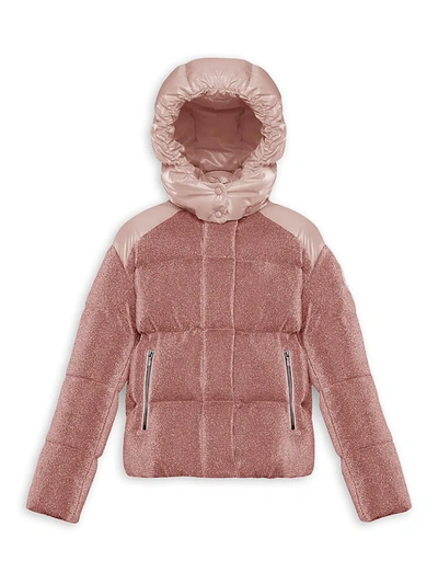 Shop Moncler Little Girl's & Girl's Chouette Lurex Puffer Jacket In Pink