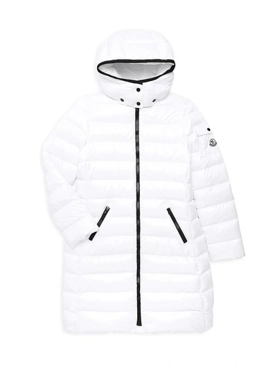 Shop Moncler Little Girl's & Girl's Moka Quilted A-line Coat In White