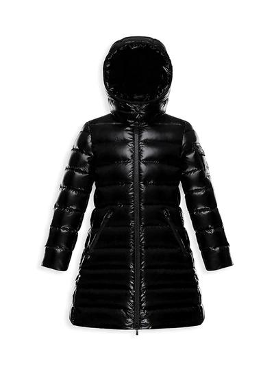 Shop Moncler Little Girl's & Girl's Moka Quilted A-line Coat In Black