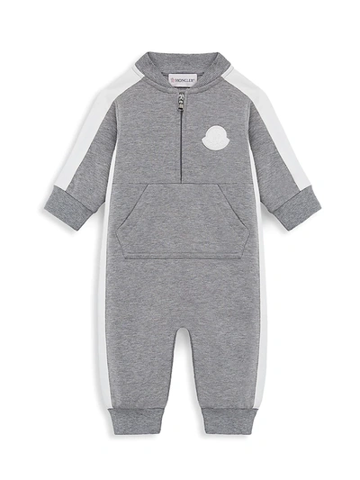 Shop Moncler Baby Boy's Two-tone Kangaroo Pouch Coverall In Grey