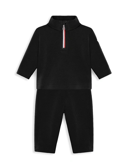 Shop Moncler Baby's & Little Boy's 2-piece Jersey Sweatshirt & Pants Set In Black