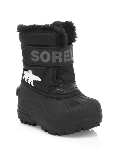 Shop Sorel Baby's & Little Kid's Snow Commander Faux Fur-lined Waterproof Boots In Black Charcoal