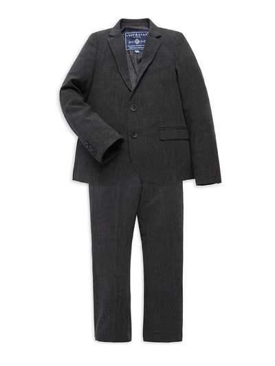 Shop Andy & Evan Baby's & Little Boy's 2-piece Check Blazer & Trouser Set In Grey