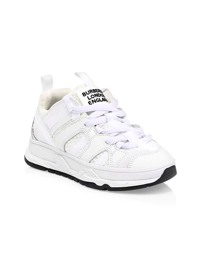 Shop Burberry Kid's K1 Mini Rs5 3 Mix Media Sneakers In Optic White