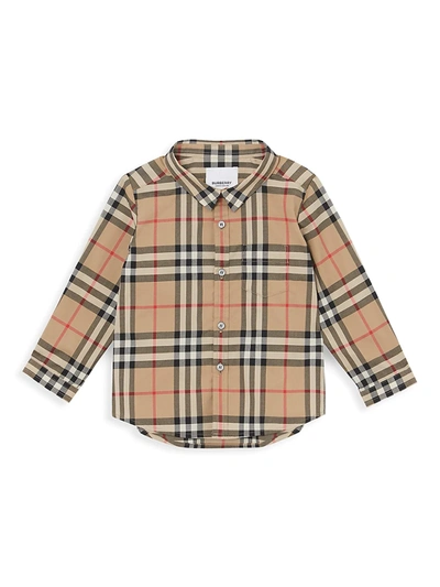 Shop Burberry Baby's & Little Boy's Fredrick Long-sleeve Shirt In Archive Beige