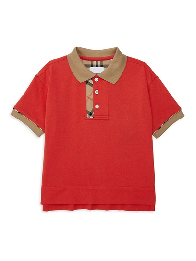 Shop Burberry Little Boy's & Boy's Kb5 Archie Polo In Bright Red