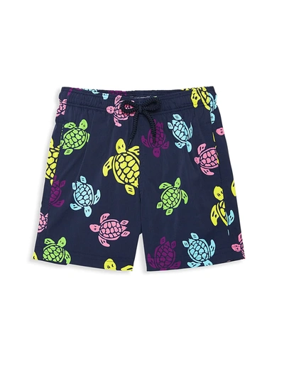 Shop Vilebrequin Little Boy's & Boy's Turtle Printed Swim Shorts In Blue Marin