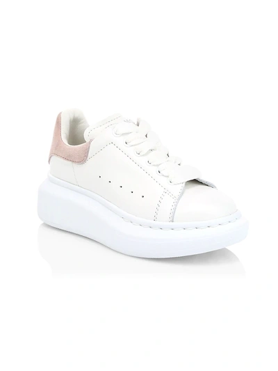 Shop Alexander Mcqueen Kid's Oversized Lace-up Leather Sneakers In White Patchouli