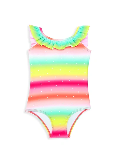 Shop Hatley Little Girl's & Girl's Shimmer Rainbow One-piece Swimsuit In Pink