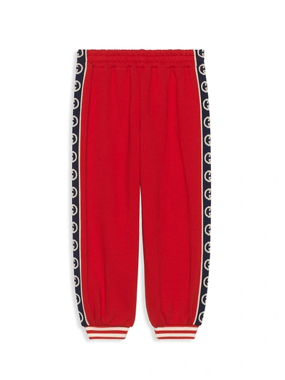 Shop Gucci Little Boy's & Boy's Interlocking G-trim Jogging Pants In Red