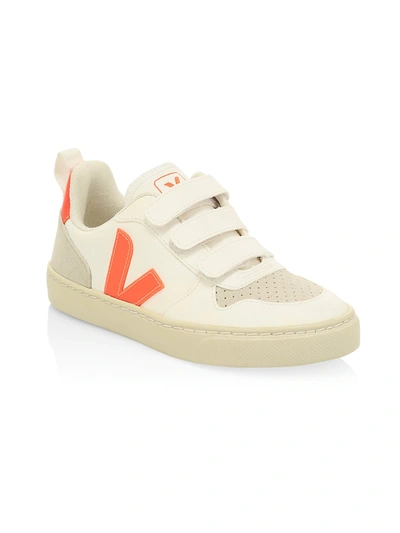 Shop Veja Baby's, Little Kid's & Kid's Mixed Media Grip-tape Sneakers In White Orange