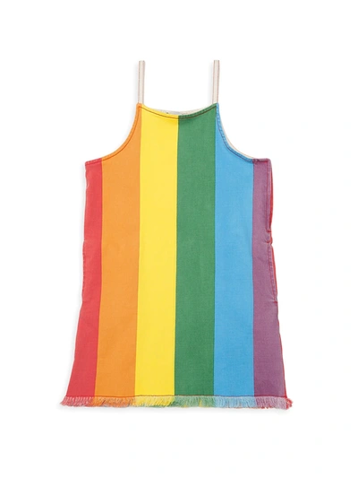Shop Stella Mccartney Little Girl's & Girl's Rainbow Stripe Shift Dress In Neutral