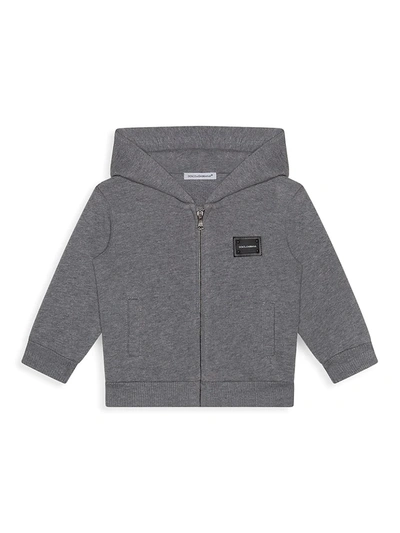 Shop Dolce & Gabbana Baby Boy's Zip-front Sweater In Grey