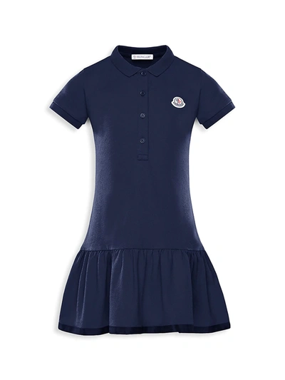 Shop Moncler Little Girl's & Girl's Polo Flounce Dress In Navy