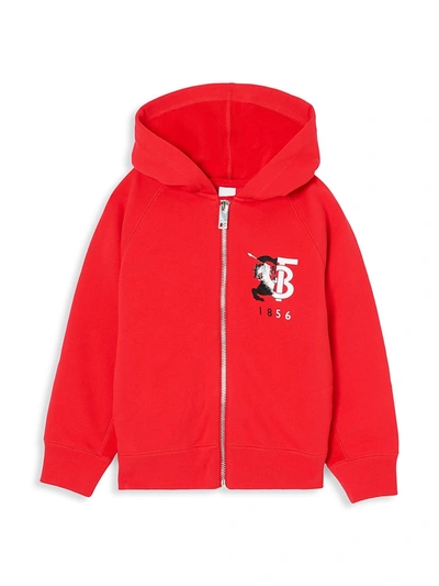 Shop Burberry Little Kid's & Kid's Logo Zip Front Hoodie In Red