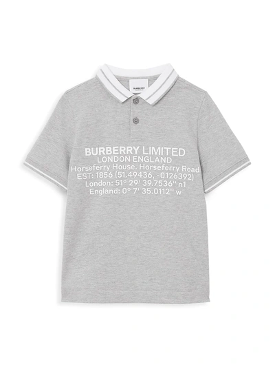 Shop Burberry Little Boy's & Boy's Kb5 Rossal Polo In Grey