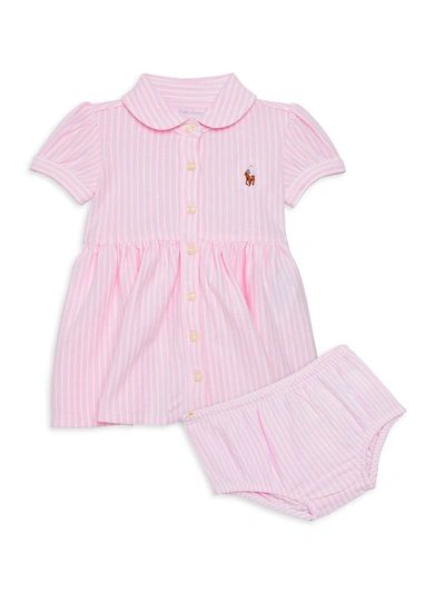 Shop Ralph Lauren Baby Girl's 2-piece Oxford Shirtdress & Bloomers Set In Pink