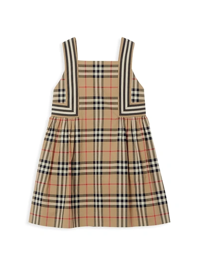 Shop Burberry Girl's Astrid Iconic-print Dress In Beige