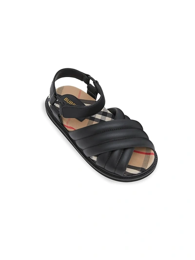 Shop Burberry Little Girl's & Girl's Clangley Sandals In Black