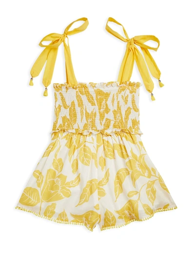 Shop Zimmermann Little Girl's & Girl's Bells Shirred Playsuit In Yellow