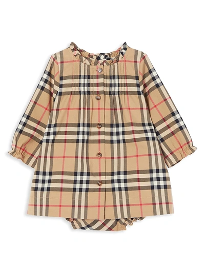 Shop Burberry Baby Girl's Marissa Check Print Dress In Archive Beige