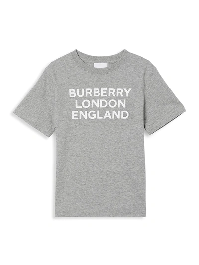 Shop Burberry Little Kid's & Kid's Ble Logo T-shirt In Grey Melange