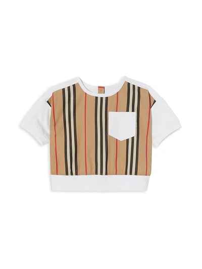 Shop Burberry Baby's & Little Girl's Icon Stripe Mix T-shirt In White