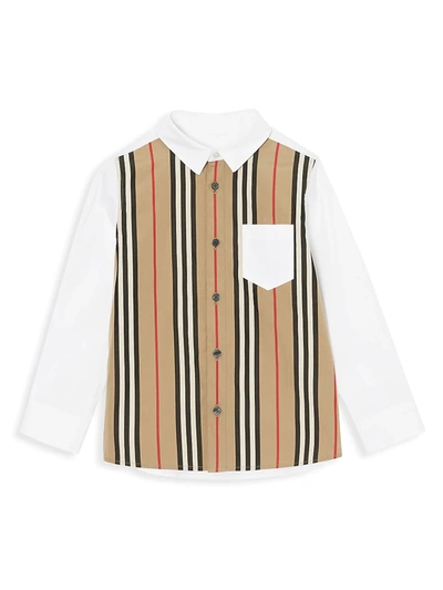 Shop Burberry Little Boy's & Boy's Ledger Shirt In White