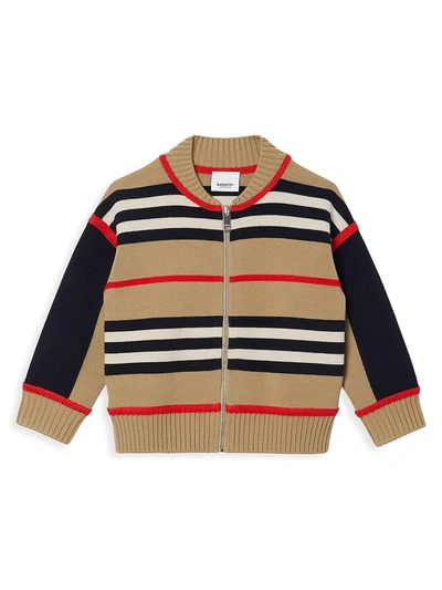 Shop Burberry Little Boy's & Boy's Martyn Wool-cashmere Cardigan In Archive Beige