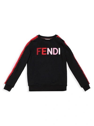 Shop Fendi Little Girl's & Girl's Side Stripe Sweatshirt In Black Pink