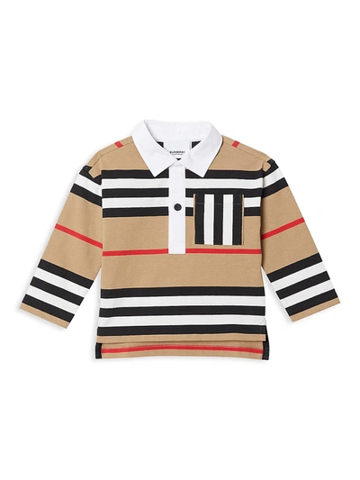 Shop Burberry Baby's & Little Boy's Icon Stripe Polo In Archive Beige