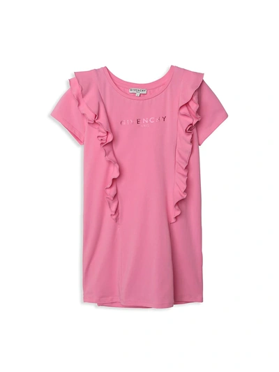 Shop Givenchy Little Girl's & Girl's Logo Ruffle T-shirt Dress In Rose Candy