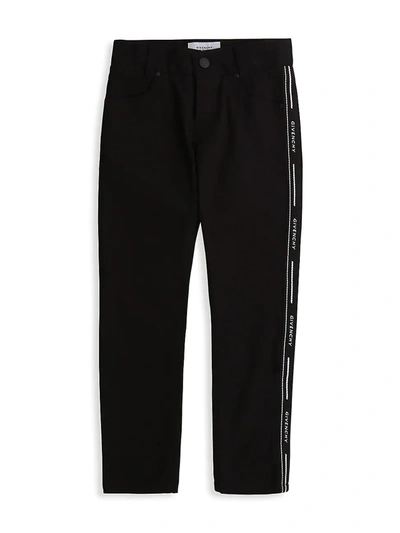 Shop Givenchy Little Boy's & Boy's Logo Stripe Stretch-slim Jeans In Black