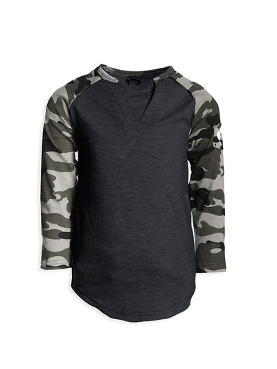Shop Appaman Baby, Little Boy's & Boy's Camouflage-sleeve Baseball T-shirt In Black