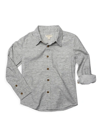 Shop Appaman Little Boy's & Boy's Bates Tiny Stripe Shirt In Greyscale Stripe