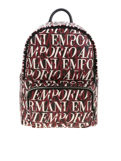 Shop Emporio Armani Contrasting Logo Pattern Backpack In Black