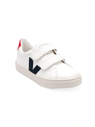 Shop Veja Baby's, Little Kid's & Kid's V-logo Cotton Grip-tape Sneakers In Extra White Navy