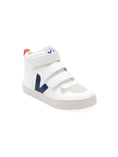 Shop Veja Baby's & Little Kid's V-logo High-top Leather Sneakers In White Cobalt