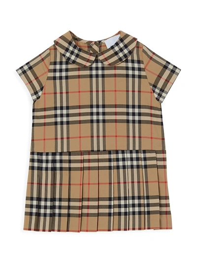 Shop Burberry Baby's & Little Girl's Peggy Checkered Shift Dress In Beige