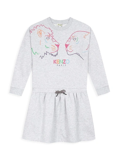 Shop Kenzo Little Girl's & Girl's Iconic Fleece Dress In Grey