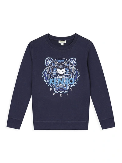 Shop Kenzo Little Boy's & Boy's Tiger Logo Sweatshirt In Navy