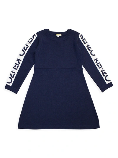 Shop Kenzo Little Girl's & Girl's Logo Sweater Dress In Navy