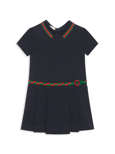 Shop Gucci Little Girl's & Girl's Gg Polo Dress In Classic Blue